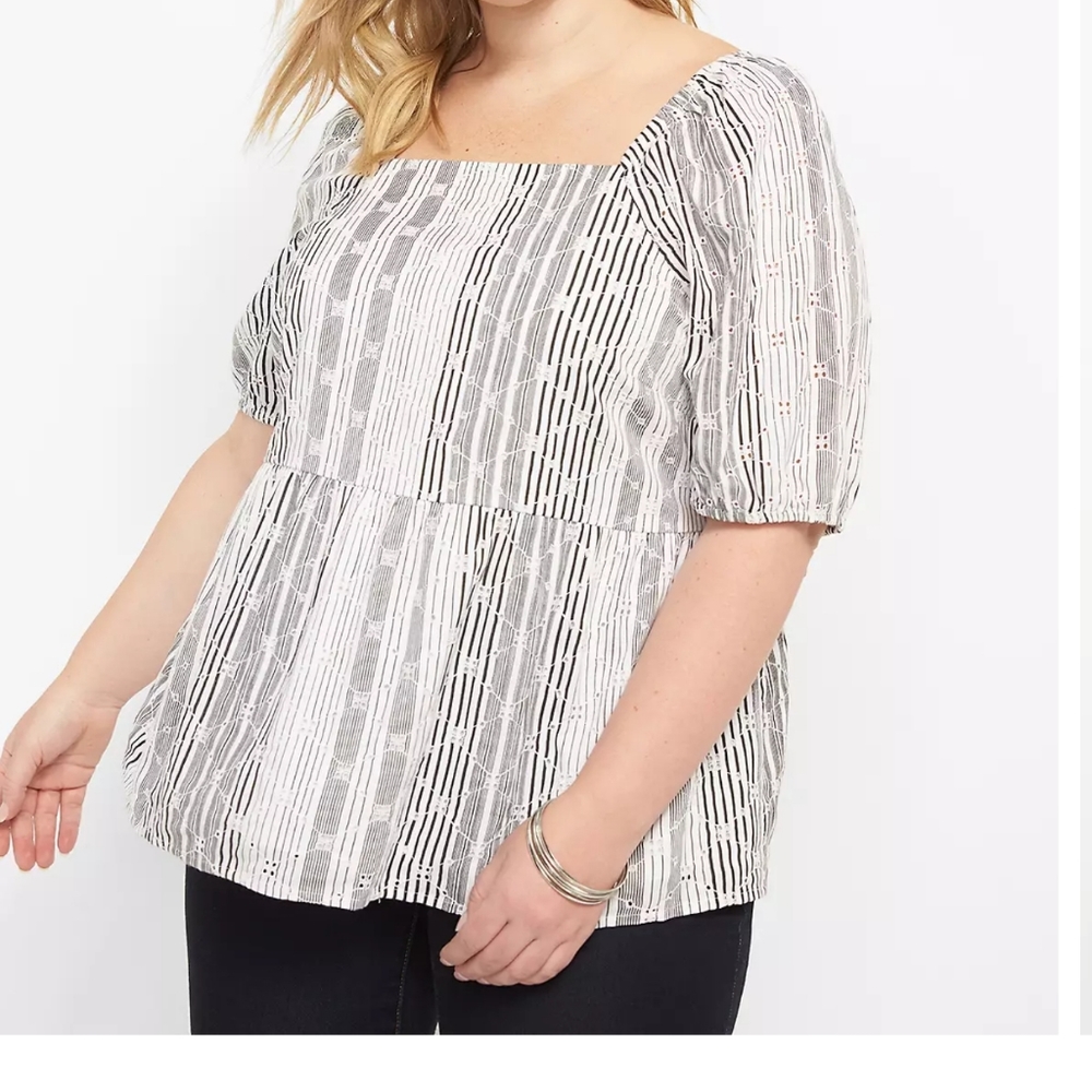 NWT Square Neck Eyelet Peplum Top